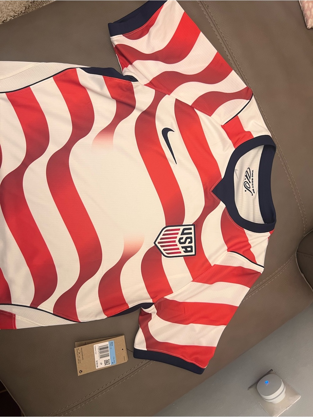 Nike Red & White USA Wavy Stripe Soccer Jersey